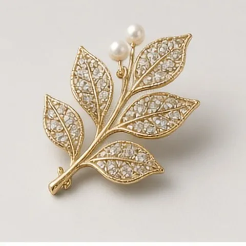 Crystal Leaf Brooch